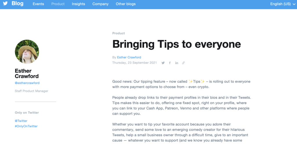 Twitter lance “Tips”, son service de don en ligne, disponible pour tous les utilisateurs du réseau social.