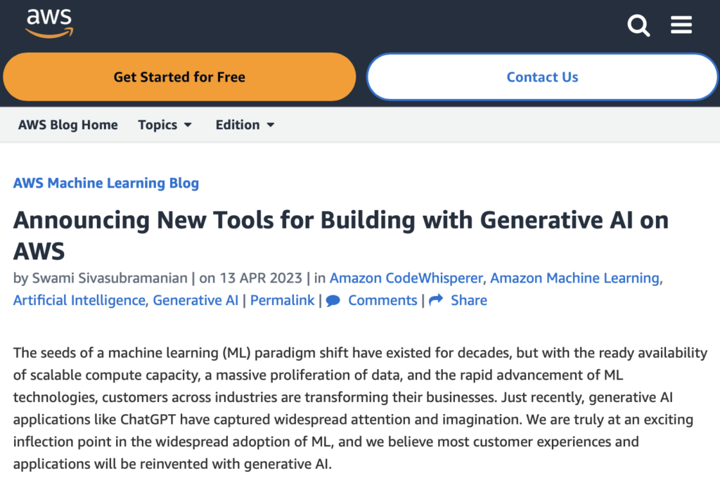 Amazon annonce de nouveaux outils d'IA générative ou "gen ai".