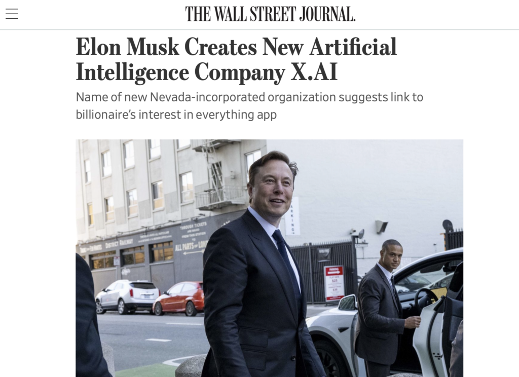 Elon Musik annonce X.AI, son future service d'intelligence artificielle