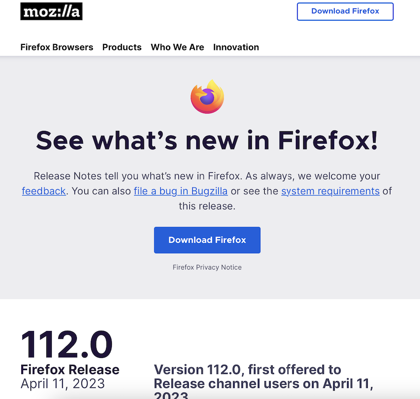 Firefox 112 update quoi de nouveau