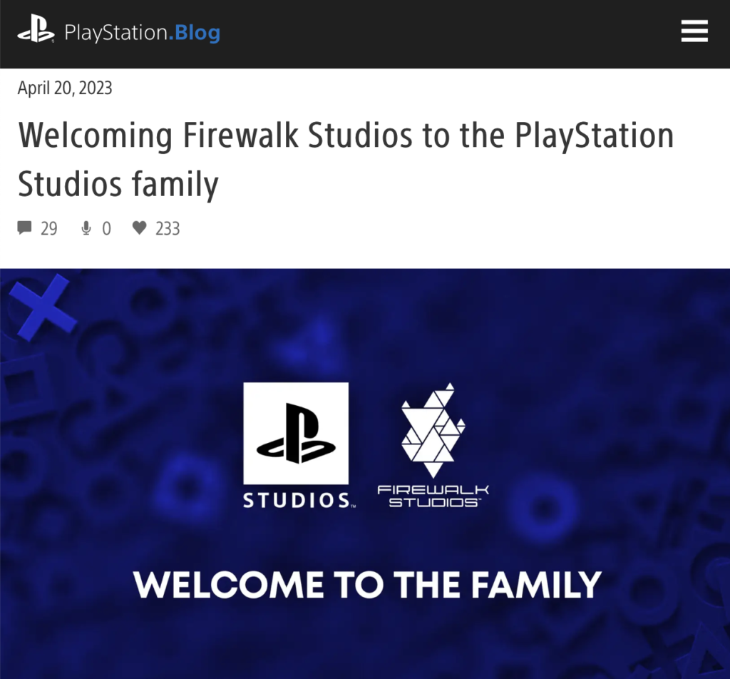 Sony acquiert Firewall Studios au sein de Playstation Studios