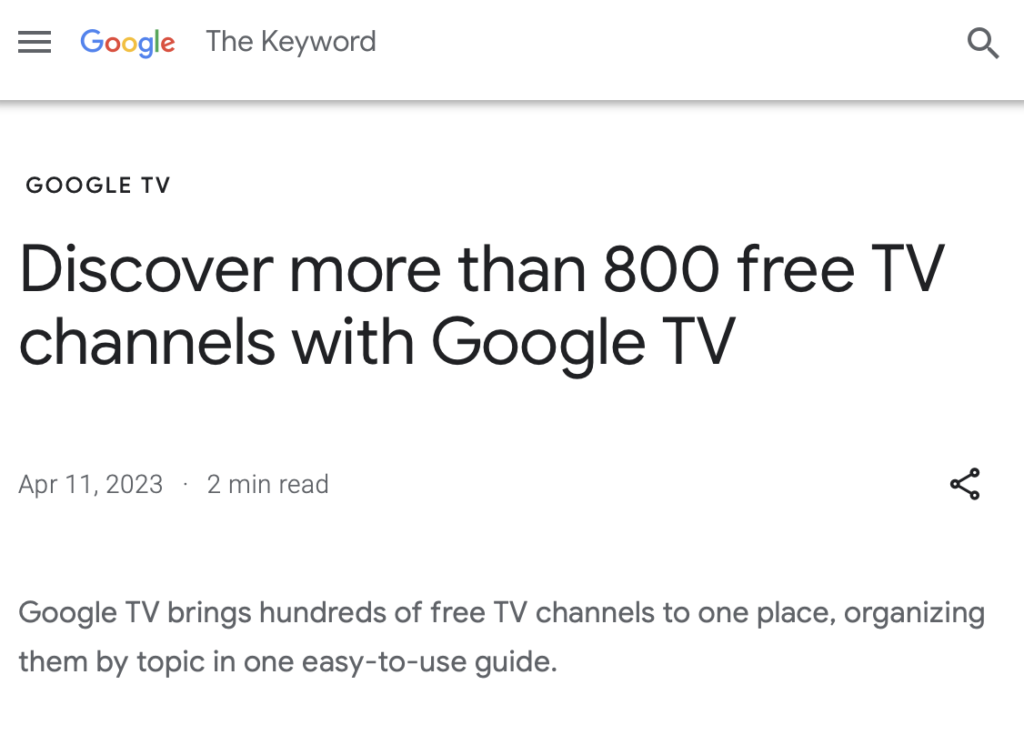 Google révèle 800 nouvelles chaînes gratuites sur Google TV