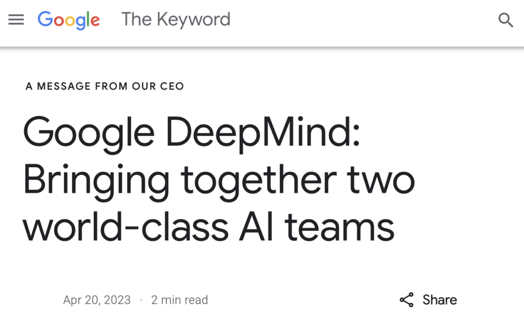 Google DeepMind réuni deux équipes dédiées au développement de l'intelligence artificielle chez Google