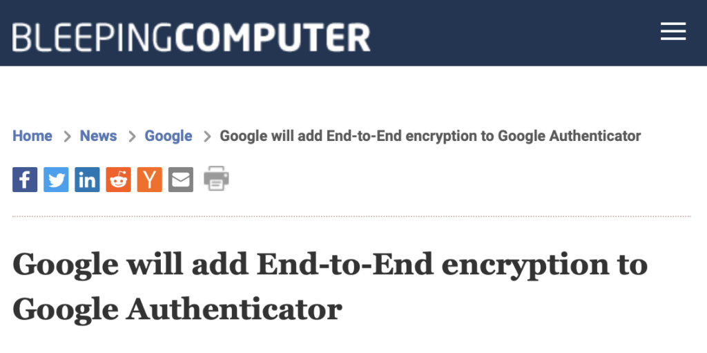 Google ajoute une encryption de bout-en-bout sur Google Authenticator