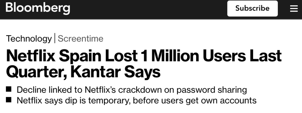 Netflix perd des utilisateurs suite à la mise à jour de sa politique de partage de comptes.