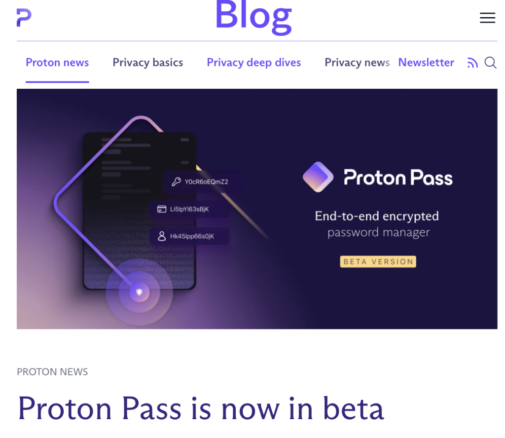 Proton lance son gestionnaire de mot de passe