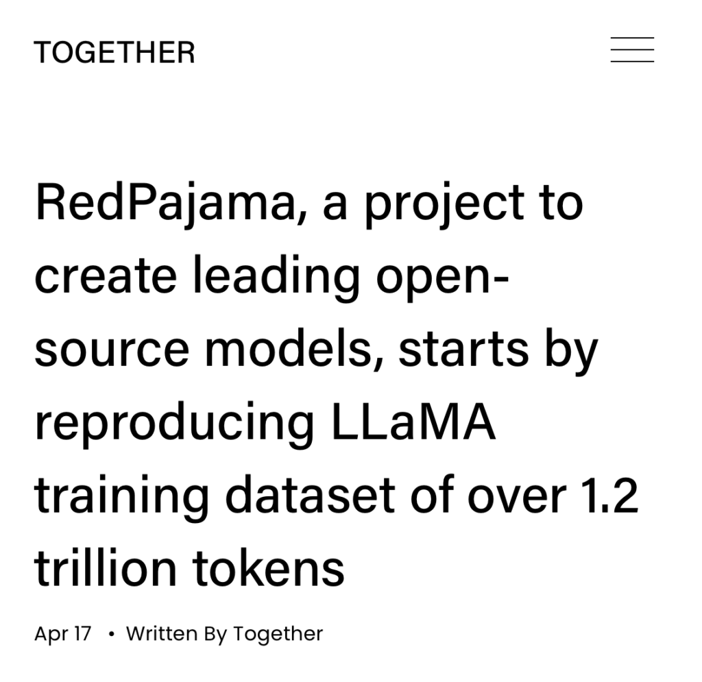 RedPajama est un projet open-source d'intelligence artificielle dont la première étape consiste à publier le jeu de données d'entraînement LLaMA, qui contient plus de 1,2 billion de jetons (ou "tokens").