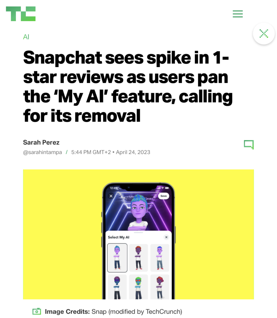 Snapchat fait un tollé avec MyAI